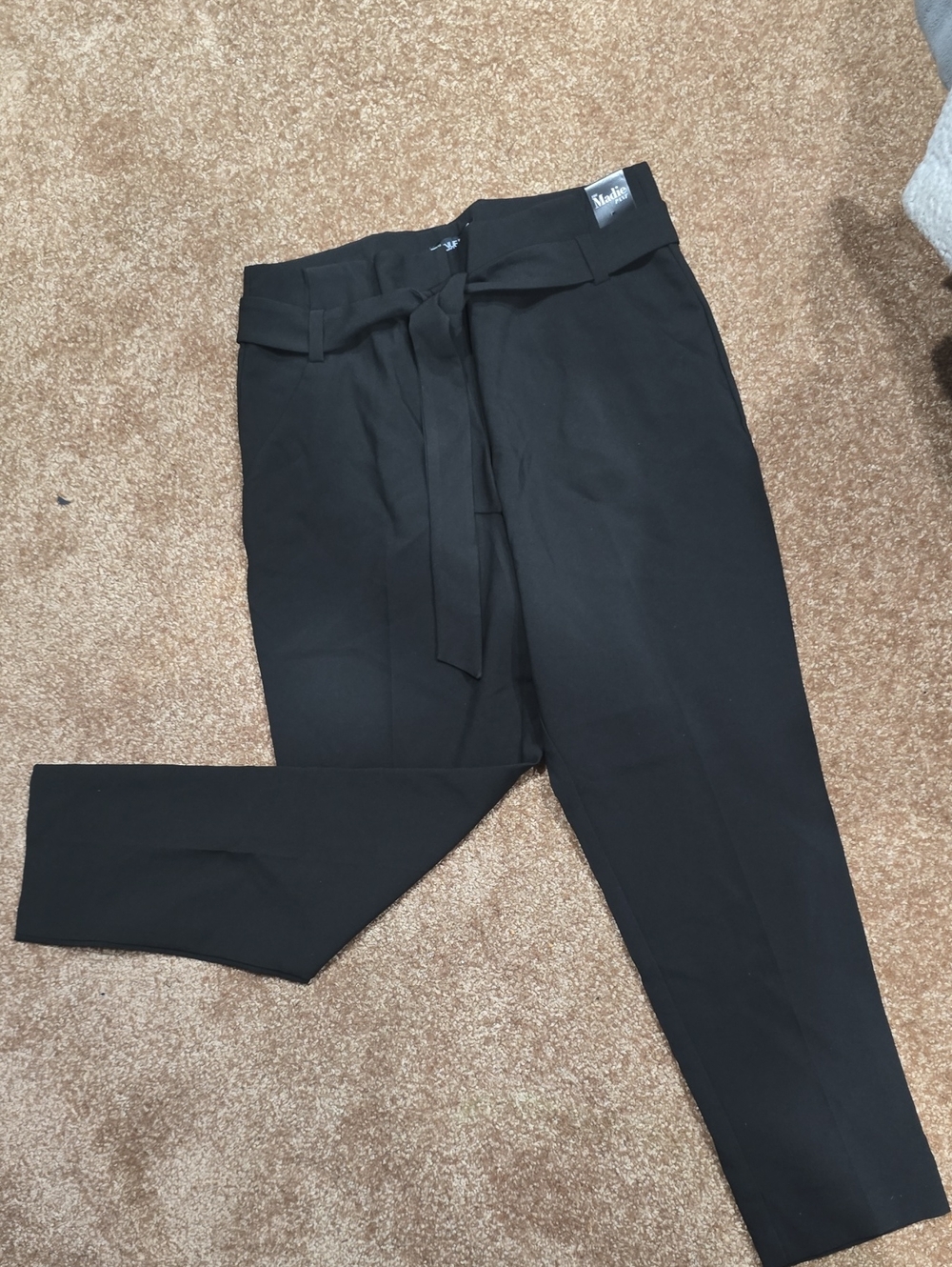 New York & Company Black Paperbag Waist Tie Trousers